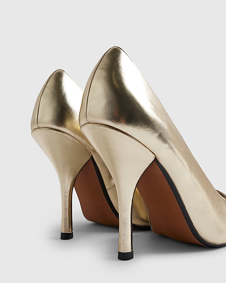 river island Gold Heeled Court Shoes