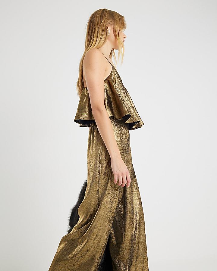 River Island Gold Layered Jumpsuit