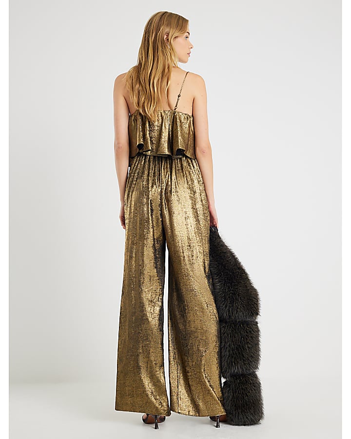 River Island Gold Layered Jumpsuit