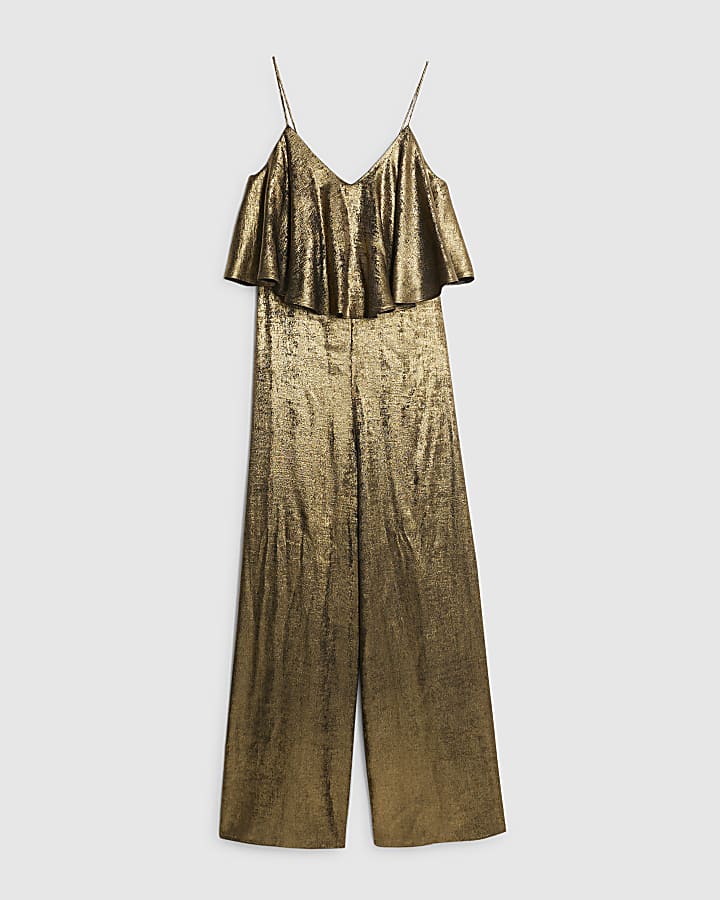 river island Gold Layered Jumpsuit
