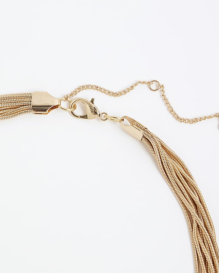River Island Gold Layered Snake Chain Necklace