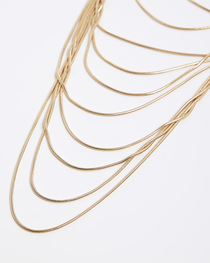 River Island Gold Layered Snake Chain Necklace