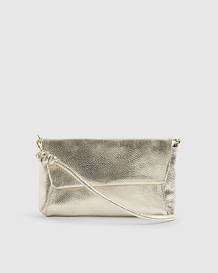 River Island Gold Leather Knot Shoulder Bag
