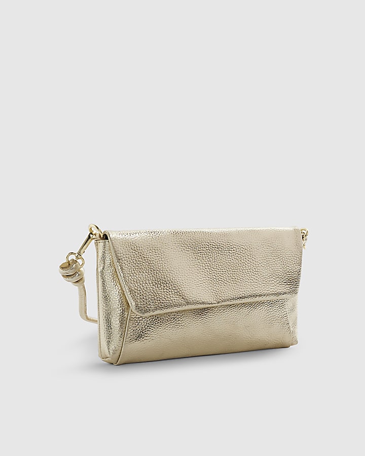 River Island Gold Leather Knot Shoulder Bag