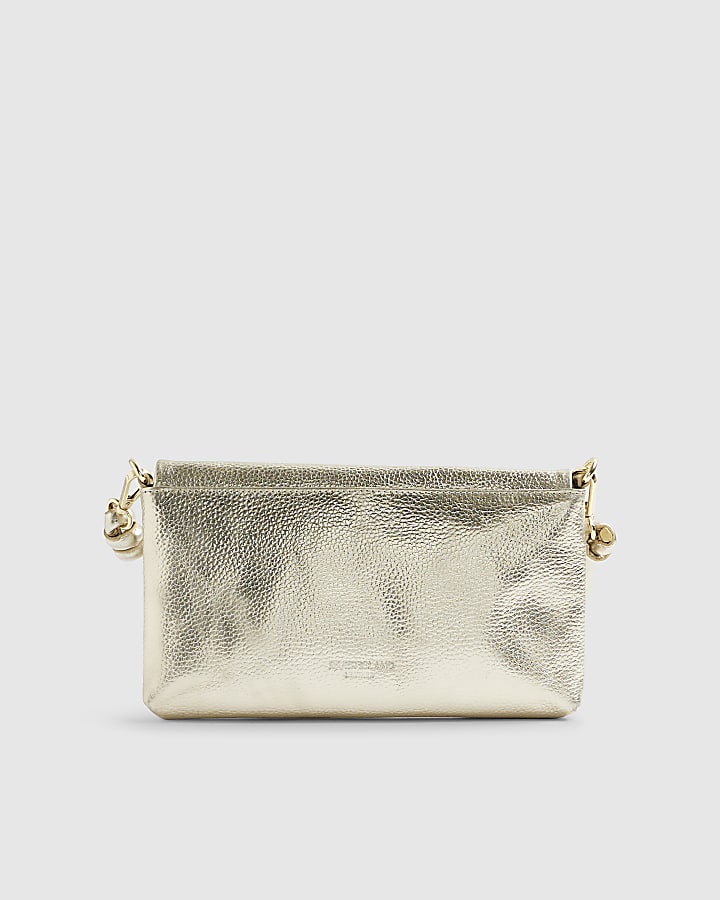 River Island Gold Leather Knot Shoulder Bag