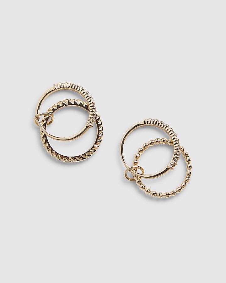 River Island Gold Linked Stack Rings Set