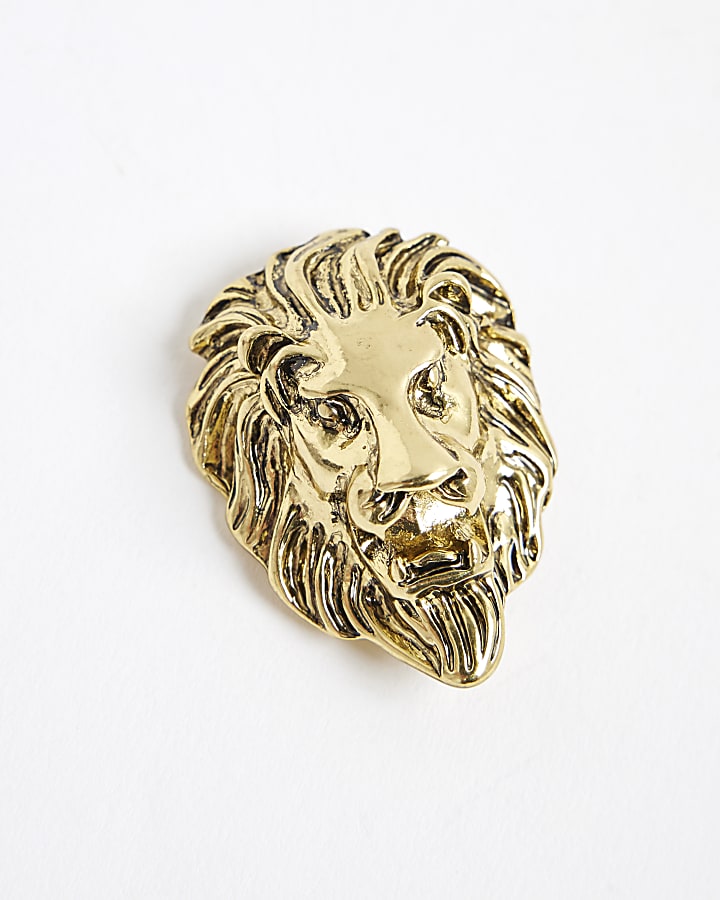 river island Gold Lion Brooch
