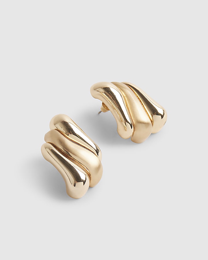 River Island Gold Matte Swirl Stud Earrings