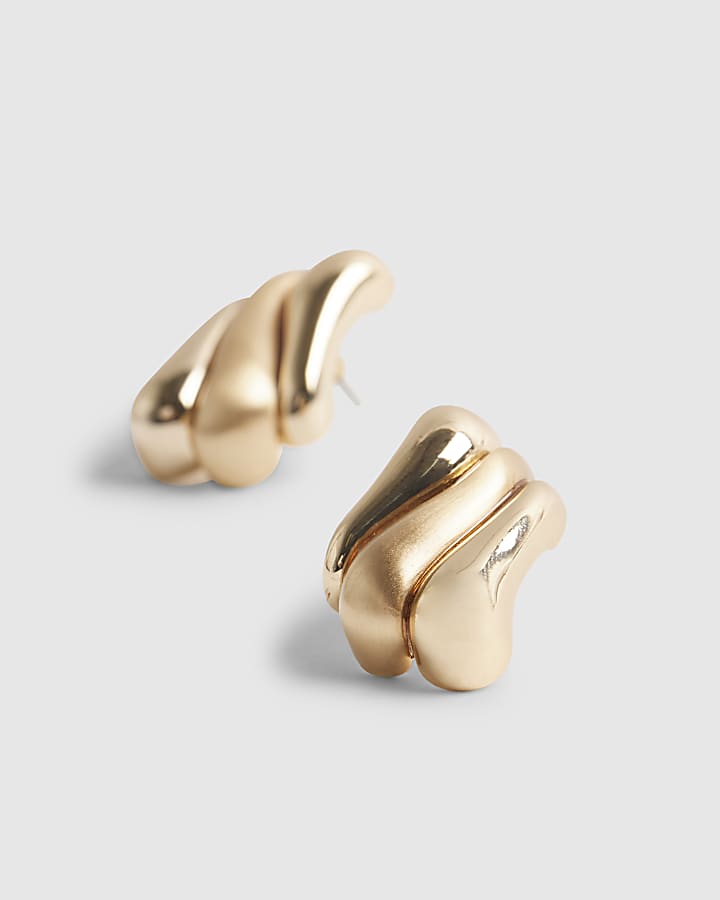 River Island Gold Matte Swirl Stud Earrings