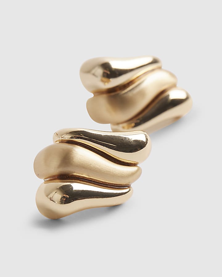 river island Gold Matte Swirl Stud Earrings
