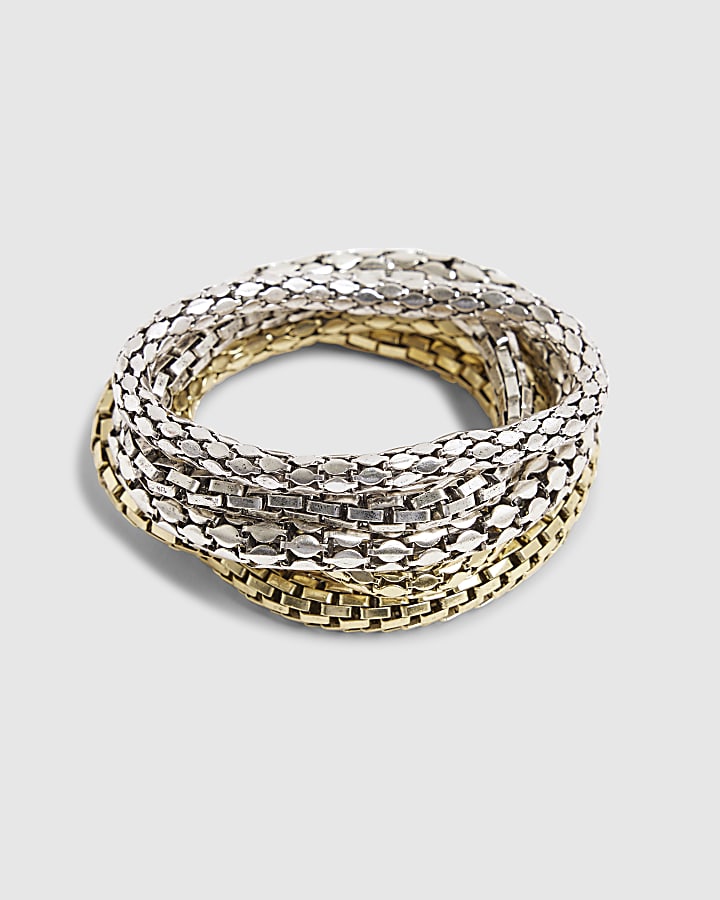 River Island Gold Mesh Chain Stretch Multipack