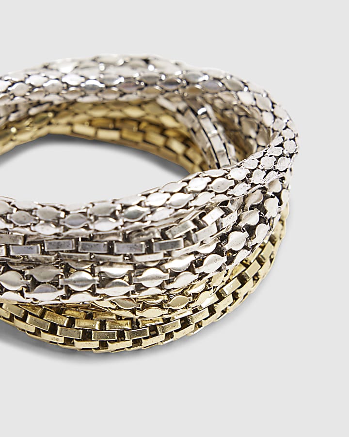 River Island Gold Mesh Chain Stretch Multipack