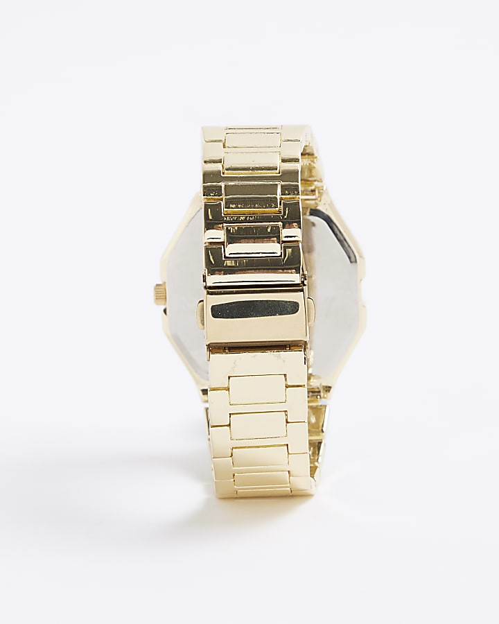 River Island Gold Metal Hexagon Face Watch