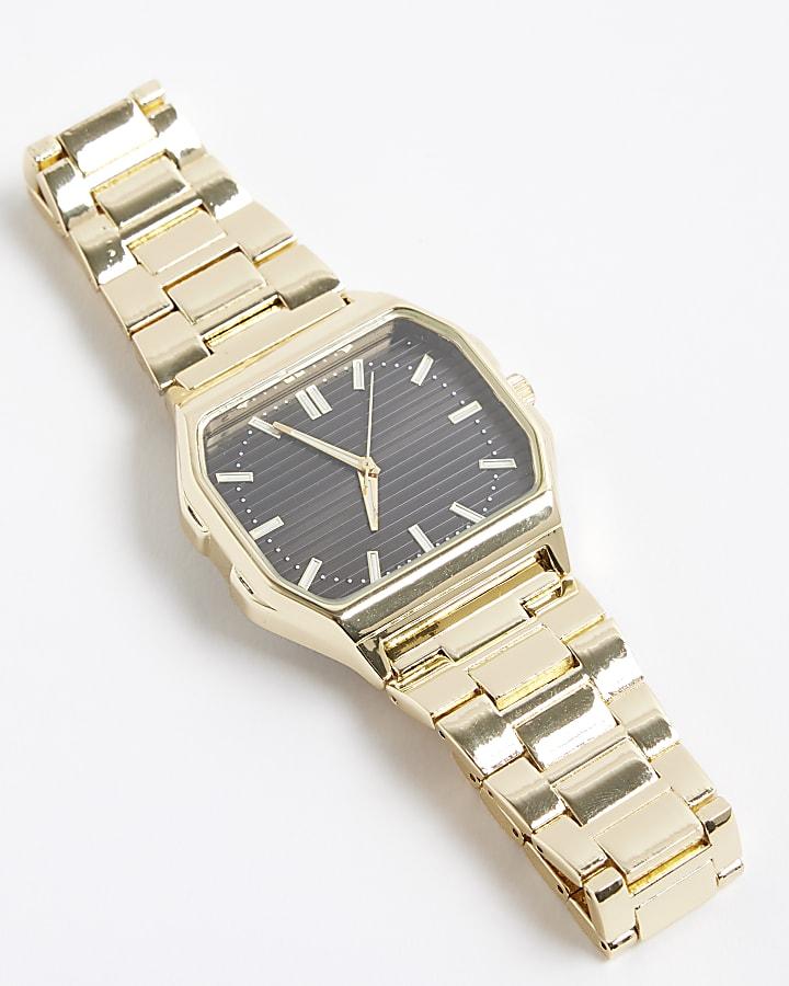 River Island Gold Metal Hexagon Face Watch