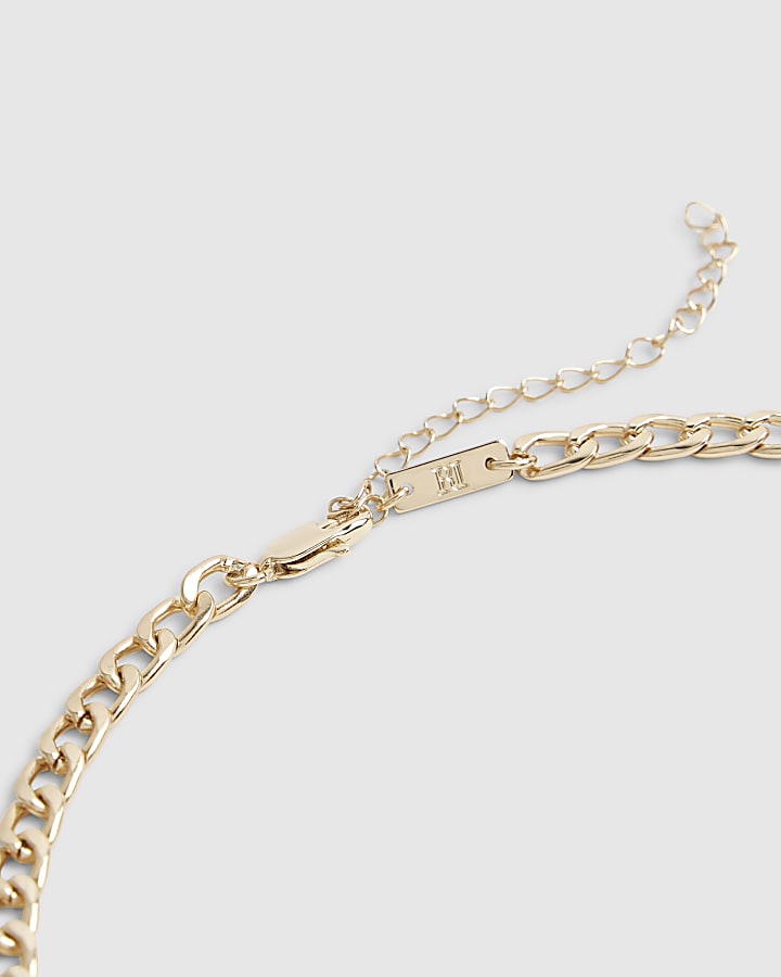 River Island Gold Mixed Metal Coin Necklace