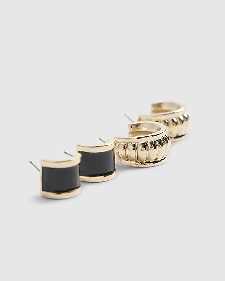 River Island Gold Mixed Stud Pack Of 3 Earrings