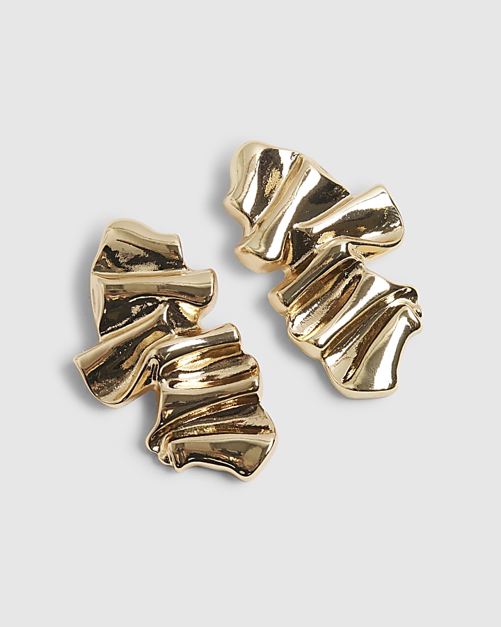 River Island Gold Molten Stud Earrings