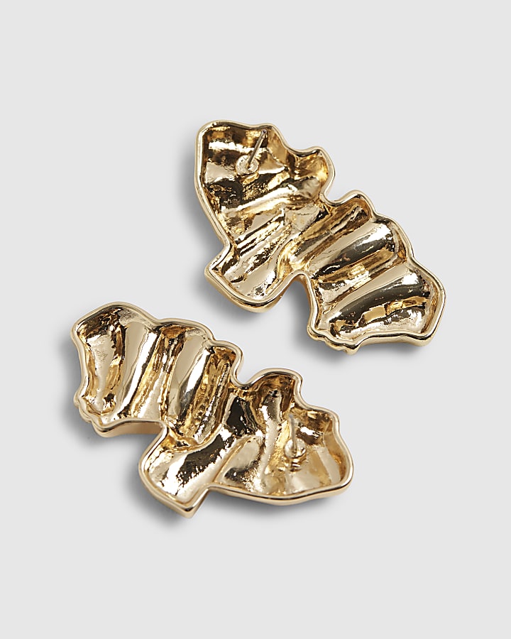 river island Gold Molten Stud Earrings