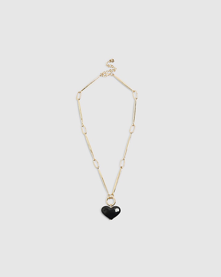 River Island Gold Murano Heart Pendant Necklace