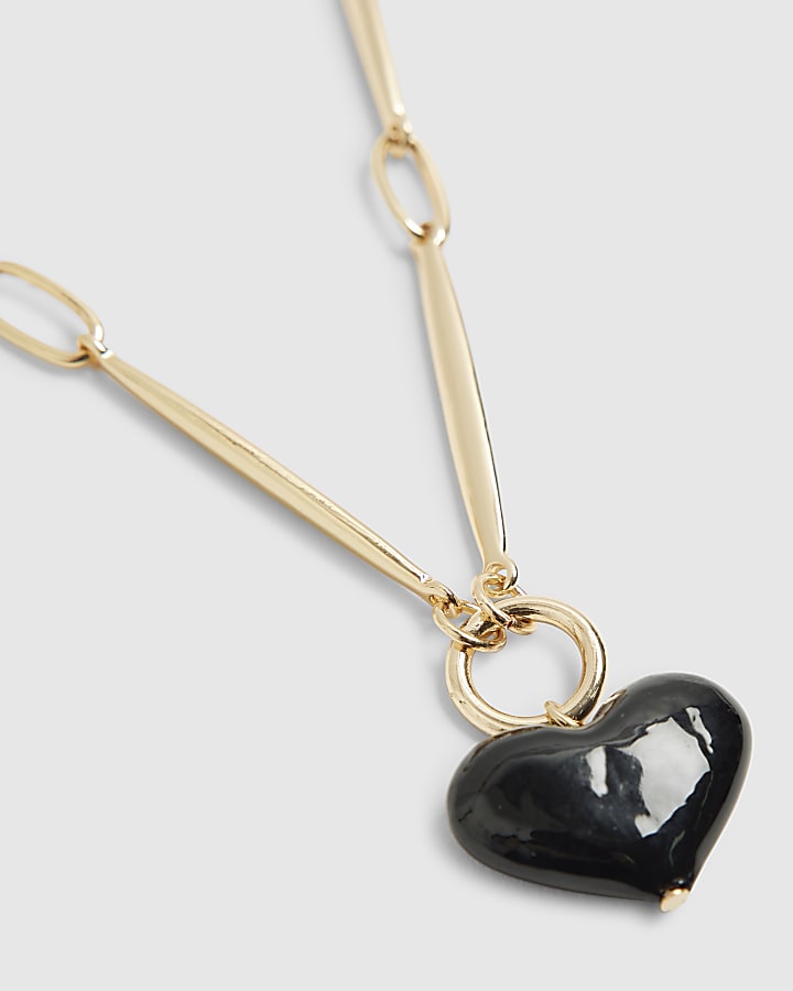 River Island Gold Murano Heart Pendant Necklace