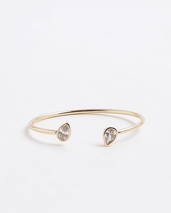 River Island Gold Open Cubic Zirconia Bracelet