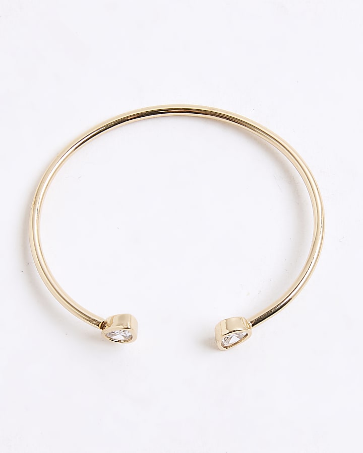 River Island Gold Open Cubic Zirconia Bracelet