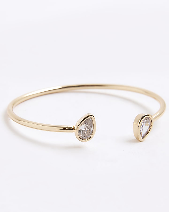 River Island Gold Open Cubic Zirconia Bracelet