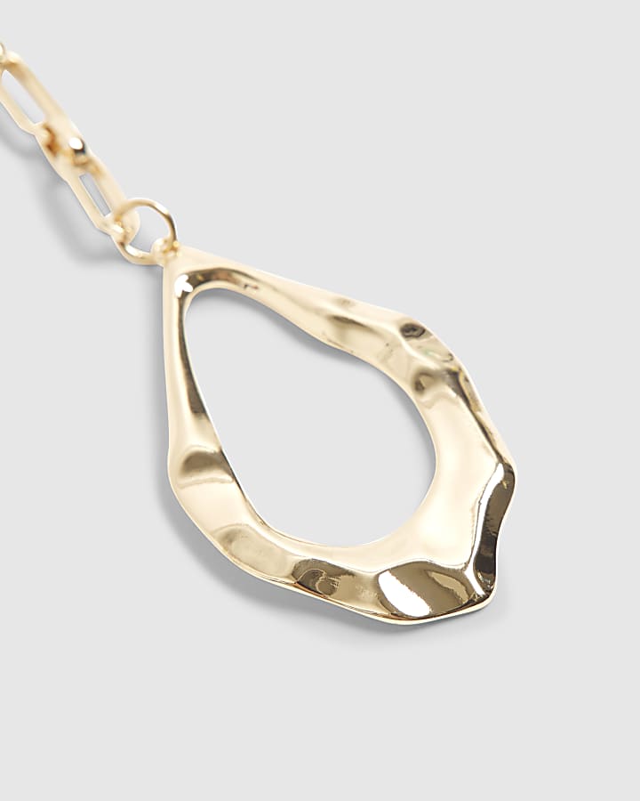 River Island Gold Oval Pendant Necklace