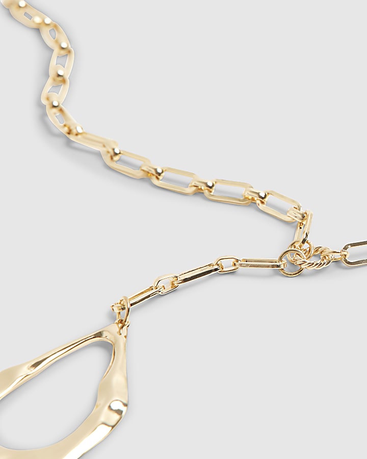 River Island Gold Oval Pendant Necklace