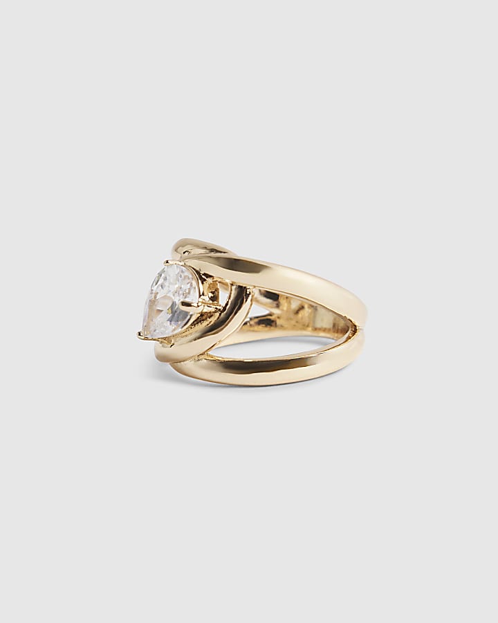 River Island Gold Pear Stone Wrap Ring