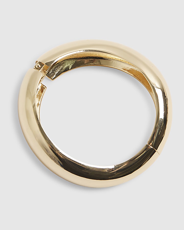 River Island Gold Polished Wave Bangle