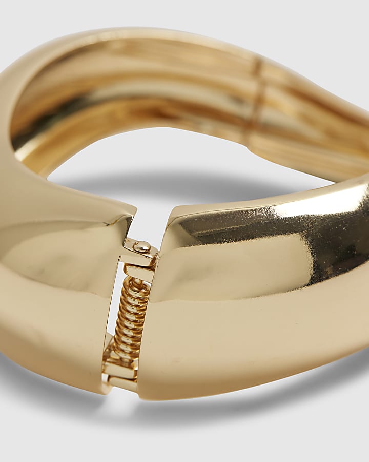 River Island Gold Polished Wave Bangle