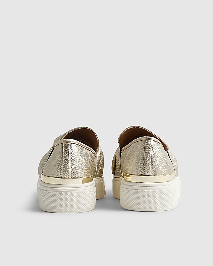 River Island Gold Ring Twist Slip On Trainers