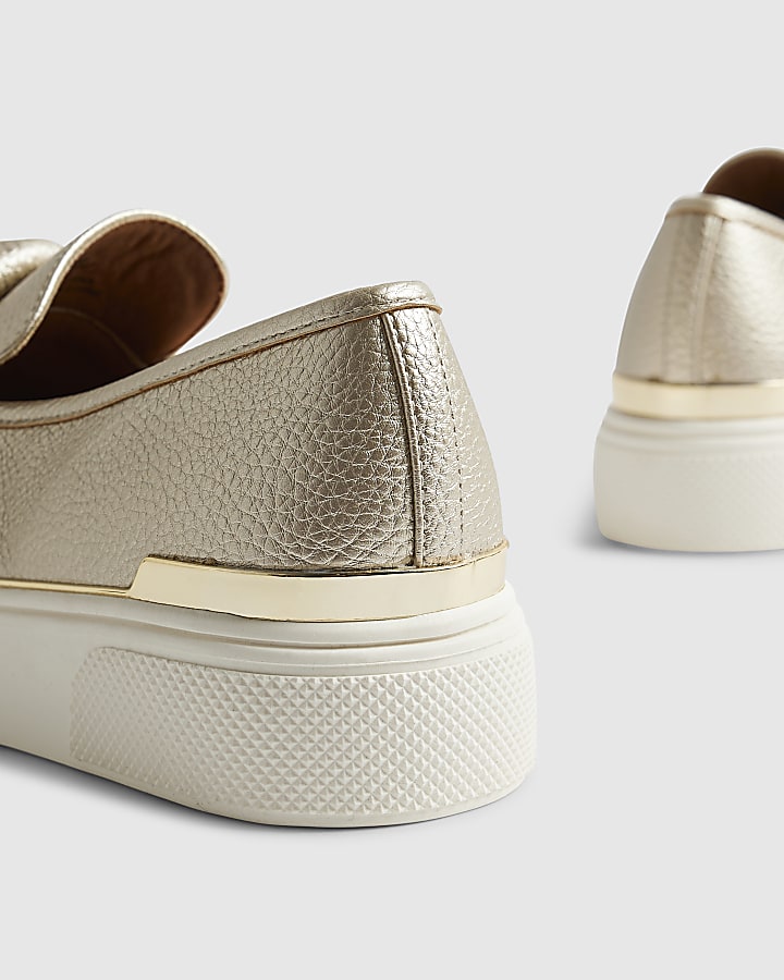 river island Gold Ring Twist Slip On Trainers