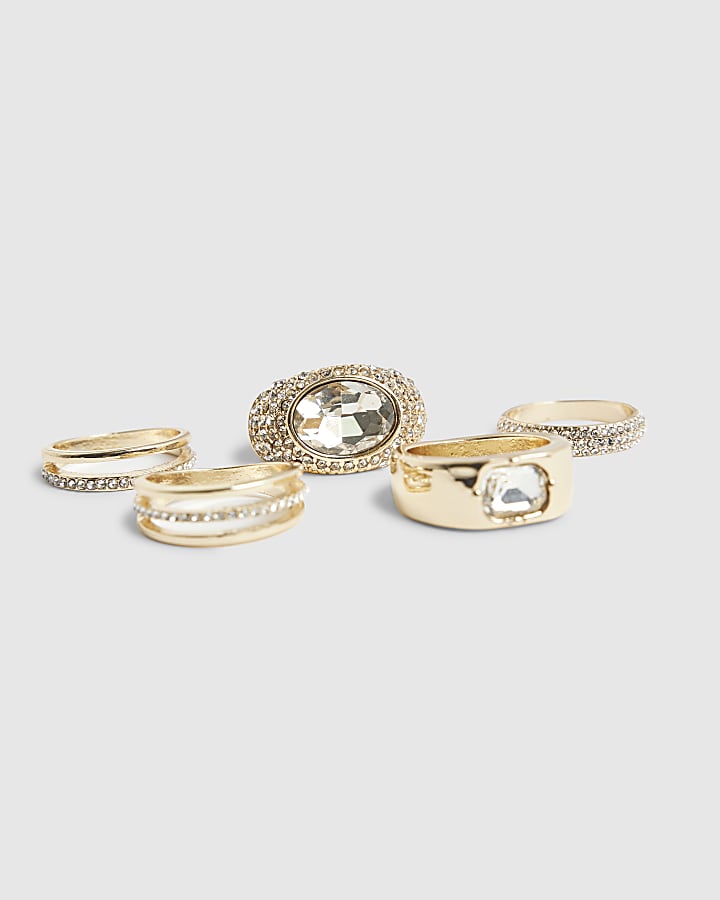 river island Gold Rings Multipack