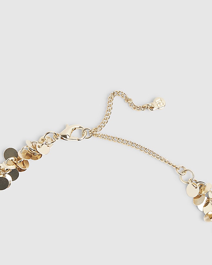 River Island Gold Sequin Lariat Necklace