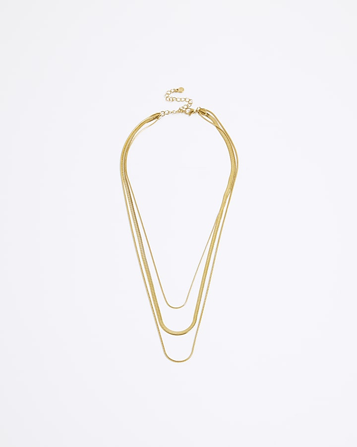 River Island Gold Snake Chain Layered Necklace
