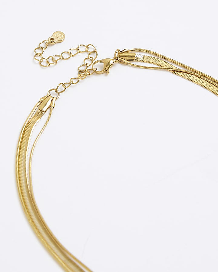 River Island Gold Snake Chain Layered Necklace