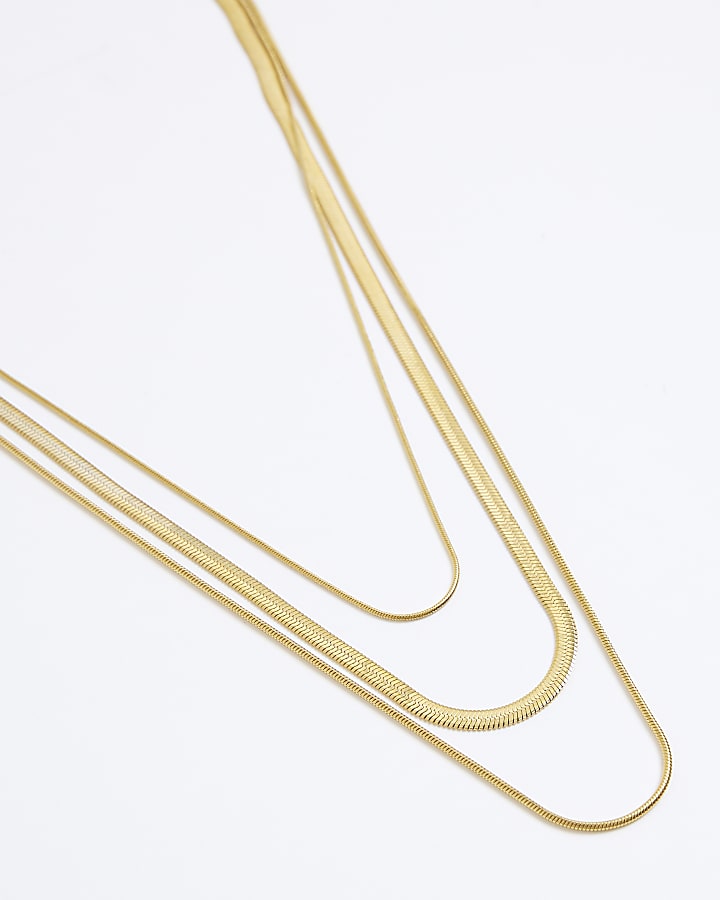 river island Gold Snake Chain Layered Necklace