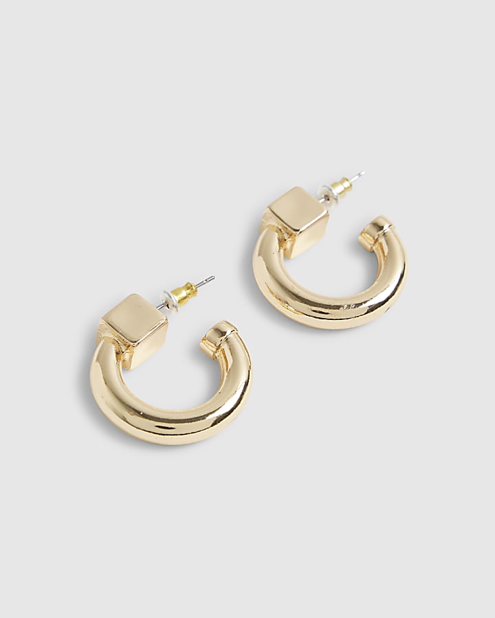 River Island Gold Squared Hoop Earrings