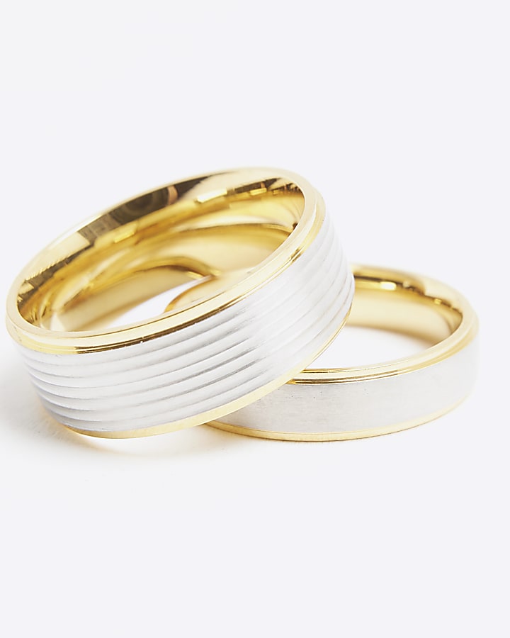 River Island Gold Steel Rings Pack Of 2