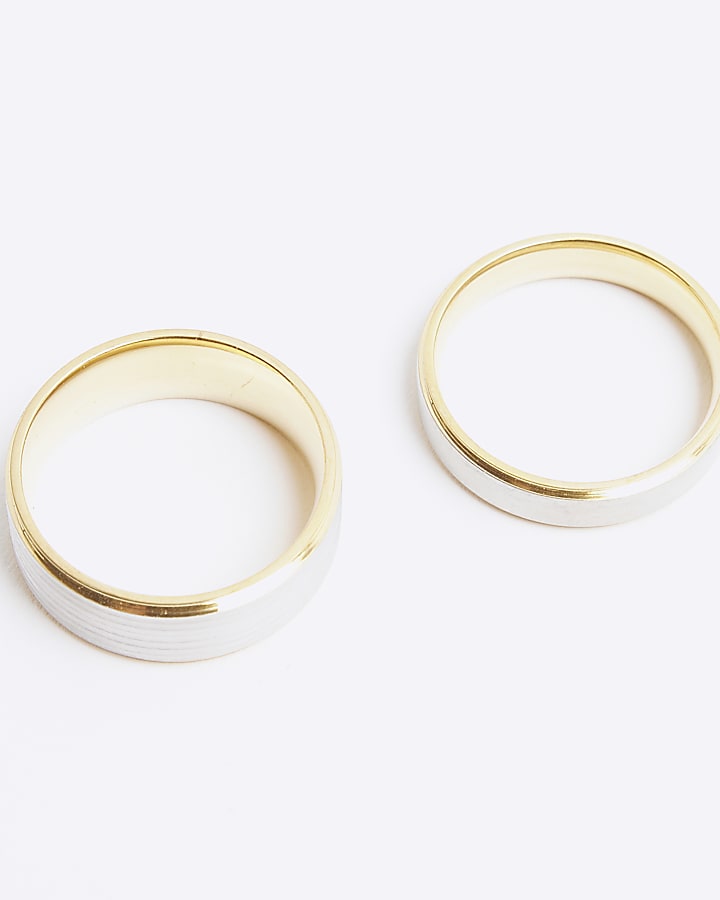 river island Gold Steel Rings Pack of 2