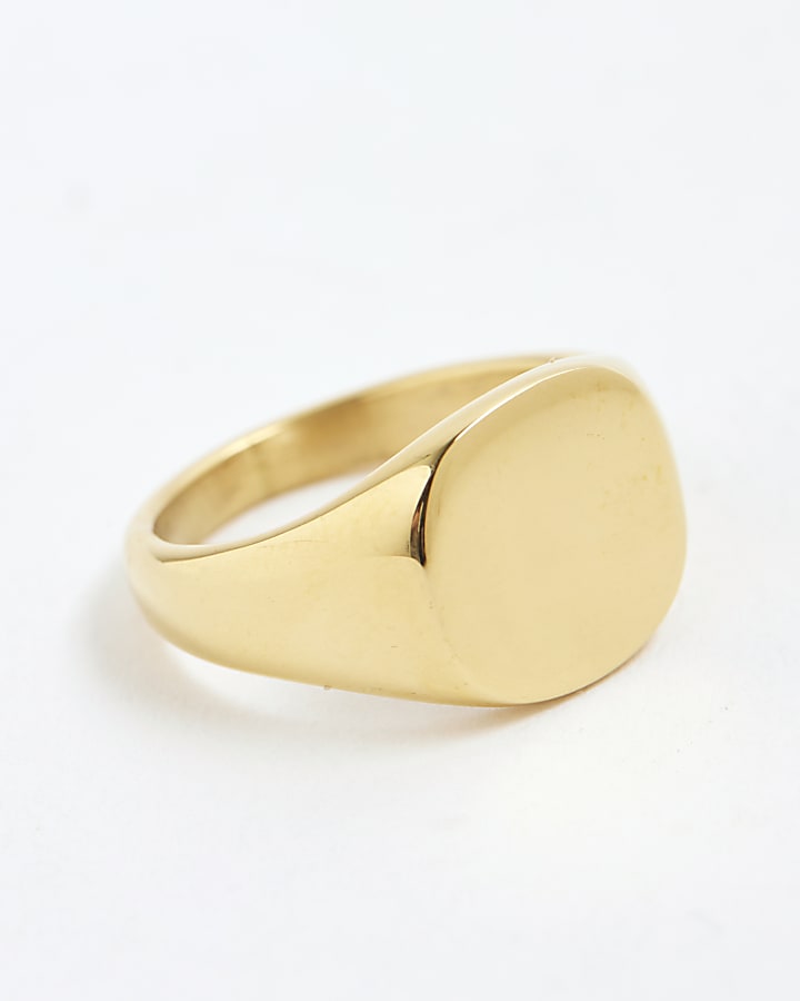 River Island Gold Steel Signet Ring