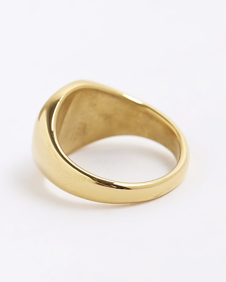 river island Gold Steel Signet Ring