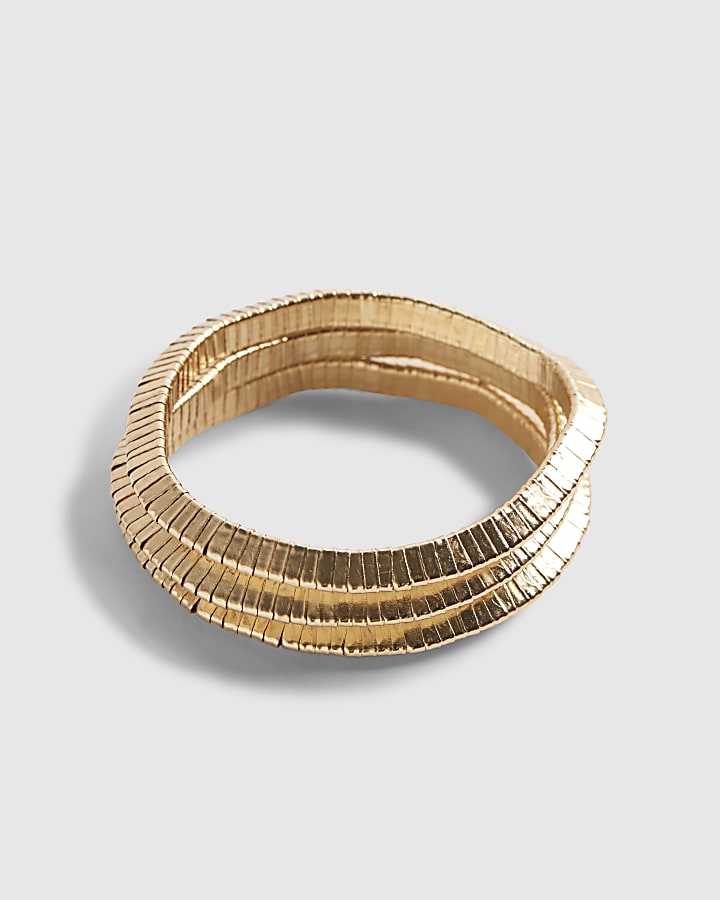 River Island Gold Stretch Pack Of 3 Bracelets