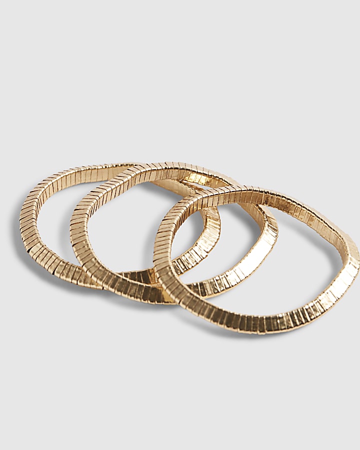 River Island Gold Stretch Pack Of 3 Bracelets