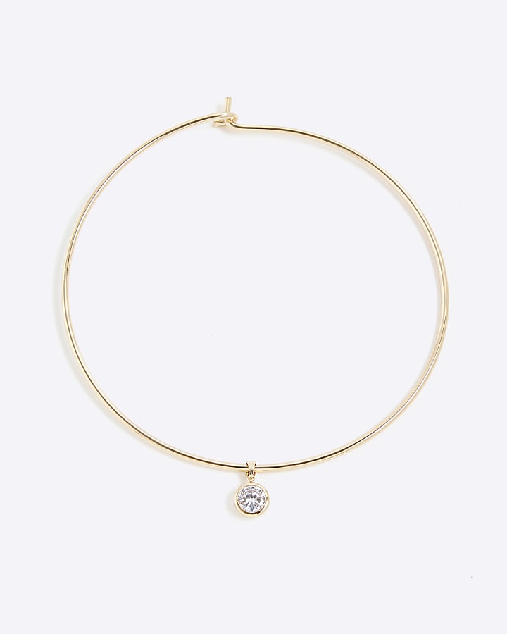 River Island Gold Structured Gemstone Necklace
