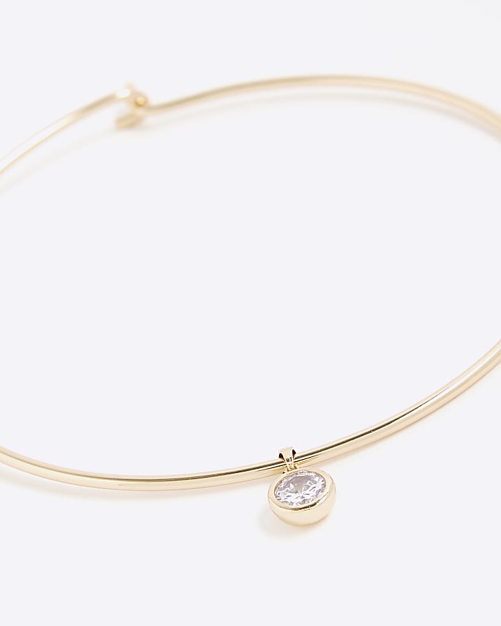river island Gold Structured Gemstone Necklace