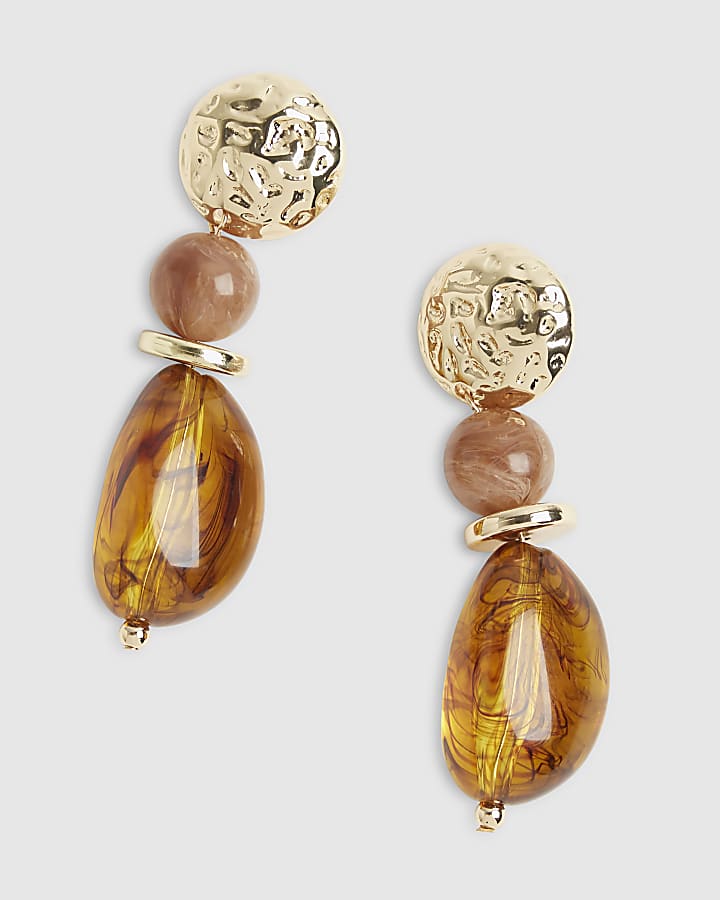 River Island Gold Tort Drop Earrings