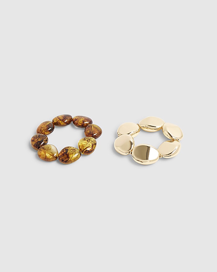 River Island Gold Tort Stretch Bracelet Pack